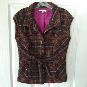 CAbi "Cinch It Up" wool, tie-front vest/blazer